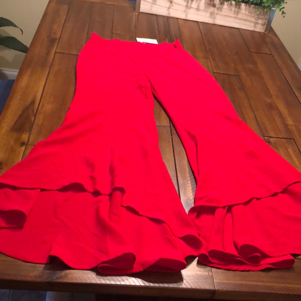 Red High low Bell Bottom pants